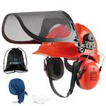 UM ULTRAMAXX 6-in-1 Chainsaw Helmet with Mesh Face Shield and Hearing Protection Ear Muffs, Forestry Safety Hard Hat Kits, ANSI Z89.1 Approved Certified Arborist Helmet, Orange