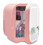 VNIMTI Mini Skin Care Fridge 8 Liter, Portable Beauty Fridge Mirror Makeup Refrigerator, AC/DC Power, Cooler & Warmer, Perfect for Bedroom, Car, Drinks, Cosmetics (8L-Pink)