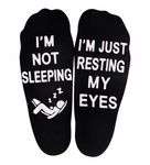 I'm Not Sleeping, I'm Just Resting My Eyes Socks, EYLEER Funny Novelty Anti-slip Cotton Socks Birthday Christmas Stocking Stuffers Gifts for Husband Boyfriend Kids Men Women Dad Son Daughter