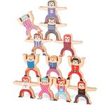 Kidology Wooden Stacking Toys Cute Doll | Hercules Montessori Toys Building Blocks Human Pyramids Gymnastics Toys for Kids | Wooden Toys Stacking Blocks Development Gift Educational Toy 16 pcs