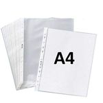 True-Ally Heavy Duty 50 Pcs 200 Micron Transparent Document Sleeves, Leaf Sheet Clear Certificates, Waterproof Sheet Protectors 11 Holes Punched Ring Files Folder (A4 Size) (50 Sheets - 200 Micron)