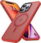 Phone Case (Compatible with Magsafe Devices) Wireless Charging, Scratch Resistant & Back Grippy Protective Frame Clear Shockproof Cover (Red, iPhone 16 pro max)