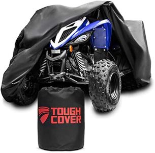 Tough Cover ATV Heavy Duty Cover 600D Marine Grade Fabric (Black) - ATV Quad Cover Heavy Duty for Kawasaki, Honda, Polaris, Yamaha, and More - Protection Against Water, Wind, UV - ATV Waterproof Cover