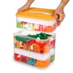 Toys Storage Organizer for Lego Bricks Craft Compartment Box With Lid 3 Tiers Stackable Plastic Bead Container Clear Board Game Puzzle Sorter Bin