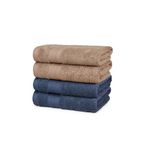MYTRIDENT Soft Comfort Air Rich Towel 100% Cotton Hand Towel for Daily use, 500 GSM Highly Absorbent Towels for Men/Women, 4Pc Hand Towel Set (41 cm X 66 cm), Acorn and Navy