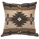 AOYEGO American Southwest Aztec Throw Pillow Cover Geometric Diamond Square Triangle Collage Patchwork Grain Brown Pillow Case 18x18 Inch Decorative Men Women Room Cushion Cover