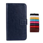 BRAND SET® Alcatel 1 5033D Case Wallet style faux leather flip Case with Secure Magnetic Closure Lock and bracket function,Suitable for Alcatel 1 5033D (Dark blue)