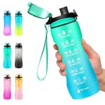 Binudum Water Bottle, Motivational Drinking Bottle with Time Mark, Sport Tritan BPA Free Leakproof Water Bottle for Teenager, Adult, Gym, Outdoors, Cycling, School & Office