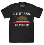 Tee Luv Men's California Republic Bear Flag Shirt, Charcoal Heather, M