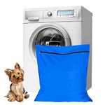 Large Pet Laundry Bag for Washing Machine 70 x 80cm, Petwear Wash Bag Stops Pet Hair Blocking the Washing Machine, Pet Wash Bag with Zipper Ideal For Dog Cat Horse (70 x 80 cm, Blue)