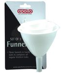 Set of 3 Handy White Funnels For Home and Kitchen (3 Sizes ,Dishwasher Safe)