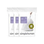 simplehuman Code R Custom Fit Drawstring Trash Bags, 10 Litre / 2.6 Gallon, White, 60 Count