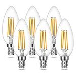 Lepro E14 LED Light Bulb, LED Candle Bulbs Small Screw, 4.5W 470lm, 40W Equivalent SES E14 Bulb Vintage, Warm White 2700K C35 LED Bulbs, 360° Beam Angle, Clear Filament, Non Dimmable, Pack of 6