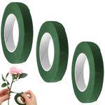 XFentech 3 Roll Florist Tape - 12mm Width Dark Green Flower Tape Florist Stem Wrap Bouquet Tape for Bouquet Stem Wrapping and DIY Handcrafts 30 Yard/Roll