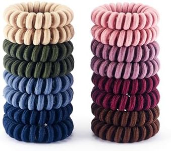 QIUTIMIY 16Pcs Spiral Hair Ties, (Cloth) Hair Elastic Coils for Women and Girls, Waterproof Phone Cord Hair Scrunchies Accessories Bands for Ponytails and Updos