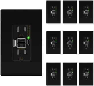 LIDER 15A GFCI USB Outlet, Tamper-Resistant, Self-Test, 4.2A USB A&C, LED Indicator, Anti-Interference (No-False-Trip) Protection, Screwless Wall Plate, ETL Listed, Thermoplastic, Matte Black, 10-Pack