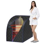 SereneLife Infrared Sauna – One-Person Portable Spa Tent with Heated Foot Pad, Foldable Chair & Wired Controller – Relaxation and At-Home Spa Experience, 27.6’’ x 31.5’’ x 37.8’’, Black