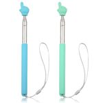 2pcs Telescopic Teachers Pointer, Pointer Sticks with Lanyard, Extendable Hand Pointer Finger Pointing Sticks, Retractable Whiteboard Pointer for Teachers Speakers Classroom Presentation (Blue, Green)