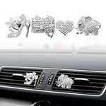 4pcs Car Air Vent Clip Charms,4 Styles Crystal Car Diffuser Vent Clip, Bling Car Accessories Rhinestone Oil Diffuser Vent Clip, Car Fresheners for Women