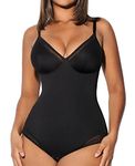 FeelinGirl Shapewear Bodysuit Tummy Control Slim Body Shaper Deep V Neck Thong Body Suits for Women