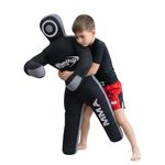 Shelly MMA Grappling Dummy for Kids BJJ Punching Bag Wrestling Buddies Brazilian JIU Jitsu Standing Position Dummy Martial Arts Boxing Karate Training Dummies - UNFILLED (Black/Gray)