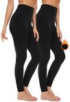 SIMIYA Womens Thermal Leggings, High Waisted Long Johns for Ladies, Winter Thermal Bottoms Pants for Walking Skiing and Daily Wear (2XL/3XL,2 Pack Black)