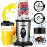 TENKER Personal Blender for Shakes and Smoothies, 850W Smoothie Bullet Blender for Kitchen with Small Cup Blender Grinder, 2 * 17Oz To-Go Cups and Spout Lids, BPA Free, Pulse Technology (Black)