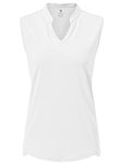 JHMORP Women's Golf Shirts Sleeveless Quick Dry V-Neck Tennis Sport Activewear Polo Tank Tops (White,CA L)