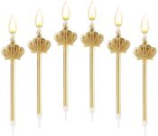 6pcs Birthday Candle, Cake Candles Crown Shape Birthday Fun Cake Toppers Decorations for Birthday Wedding Graduation Party Cake Decor (Gold)