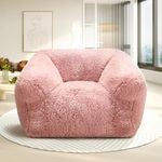 Homguava Giant Bean Bag Chair for Adults,Large Bean Bag Sofa with Armrests & Stuffed Memory Foam,Big BeanBags with Filler,Plush Bean Bag Couch Comfy Lazy Sofa Chair for Bedroom,Living Room(Large,Pink)