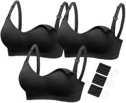 HOFISH Nursing Bras for Maternity Breastfeeding Seamless Wirefree Push Up Bras for Womens Pregnancy Everyday Comfort 3Pack Black X-Large