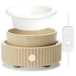 Maromamix Wax Melt Warmer with Timer & Silicone Dish, Ceramic 4-in-1 Electric Wax Melter for Essential Oils & Scented Wax Cubes, Fragrance Wax Burner for Home Office Decor and Gift Choice