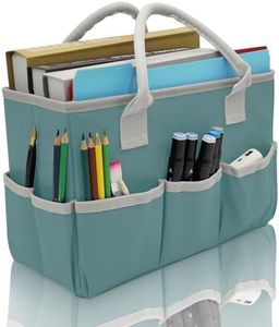Cupohus Art Organizer Craft Storage Tote Bag with Pockets and Hadles, Oxford Fabric Carrying Caddy for Teacher, Officer, Artist, Traveler, and more – Grey Green
