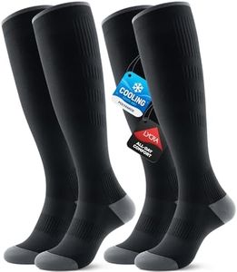 Benirap Breathable Compression Socks for Women Men, 20-30mmHg Knee High Circulation for Travel, Flying, Athletic, 2 pairs(Black,S-M)