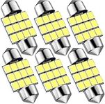 Xnourney DE3175 Led Car Bulb, 31mm 1.22in 3175 Festoon Led Car Lights Bulb, Super bright white DE3021 DE3022 Led Car Bulb Fit for Interior Map Door Dome lights, 12V Pack of 6pcs