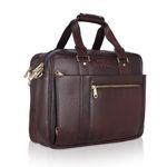 DORPER MONEYHILL Genuine Leather Laptop Office Bag for Men Durable Professional Briefcase Best Messenger Bag Unisex with Trolley Strap (BROWN, Leather)