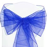 Time to Sparkle Pack of 10 Organza Sashes 22x280cm Wider Sash Fuller Bows Chair Cover Bows Sash for Wedding Party Birthday Decoration - Royal Blue