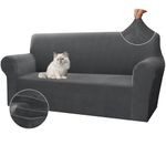 Arfntevss Velvet 3 Seater Couch Cover Stretch Soft Sofa Covers for 3 Cushion Couch Magic Anti-Slip Sofa Slipcovers Thick 3 Seat Couch Cover 1 Piece Washable Furniture Protector (Dark Gray, X-Large)