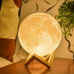 Balkwan Moon Lamp 7.1 inches 3D Printing Moon Light uses Dimmable and Touch Control Design,Romantic Funny Birthday Gifts for Women ,Men,Kids,Child and Baby. Rustic Home Decor Rechargeable Night Light