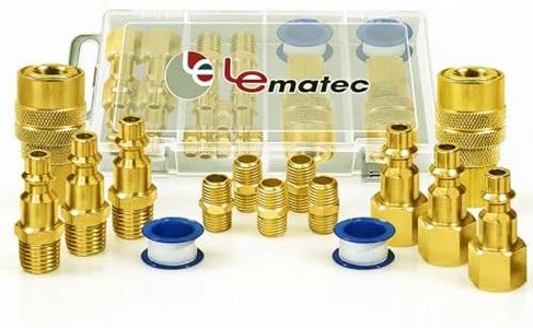 15-PC Air Compressor Hose Fitting Kit with Storage Case, 1/4" NPT Quick Connect Fittings, Solid Brass High-Flow Connectors, 3 Male & 3 Female Plugs + 5 Male-to-Male