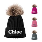 Lanleay Custom Embroidered Name Winter Toddler Beanies for Boys Girls - Personalized Baby Beanies hat for Babies Kids Adults Teens Pompom Black Knit Hat