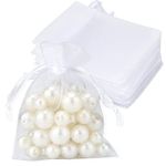 50Pcs Mini White Organza Gift Bags,2.7"x3.5" Breathable Storage Bag with Drawstring, Sheer Mesh Pouch Bags for Wedding Favor, Jewelry, Festival, Makeup, Christmas Candy, Desserts