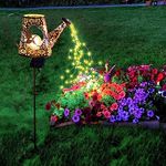 YJFWAL Solar Watering can with Lights Garden Solar Lights Pathway Stake Lights Waterfall Fairy Lights Outdoor Decorative Lights for Walkway, Yard, Lawn, Patio(with 100 LED Warm White Light String)