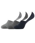 Jockey 7099 Men's Compact Cotton Elastane Stretch No Show Socks With StayFresh Treatment (Pack of 3)_Black, Grey & Charcoal_FREE SIZE