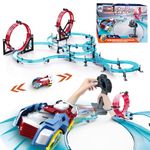 Slot Car Race Track Sets Electric Remote Control Car Track Racing Game Rechargable Magnetic Cars Racing with Hand Controllers Circular Overpass Track Gifts Birthday Toys for Boys Kids Age 6 7 8-12