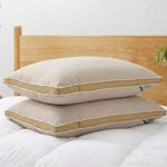 AYKA Premium Microfiber Pillow for Sleeping, Set of 2 | 17x27 Inch Hotel Luxury Bed Pillows | 100% Virgin Fiber Fill, Soft & Fluffy | Neck Support for Side, Back & Stomach Sleepers | Beige
