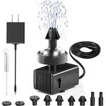 24-Hours Working Bird Bath Fountain Pump, Jutai Adjustable Quiet Water Pump with LED Lights for Birdbath,Garden,Small Fish Tank,Pond - with 7 Nozzles,16.4Ft Power Cord and Adapter Included(White)