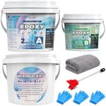 3 Gallon 100% Solids Industrial Epoxy Floor Coating Kit - Self-Leveling, Highly Durable Clear Resin Paint | Ideal for Counter Tops, Garages, Basements, Warehouses, Concrete Floors & Wall Repair-White