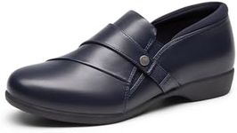 DREAM PAIRS Loafer for Women Slip-on Comfortable Dressy Loafers Business Casual Work Office Loafer Shoes Faux Leather Round Toe with Arch Support,Size 9,Navy,SDLS2409W