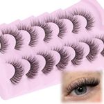 Clear Band Lashes Cat Eye Eyelashes Natural Look Eye Lashes Wipsy Fake Eye Lashes 3D Fluffy False Lashes Pack 7 Pairs by Mavphnee